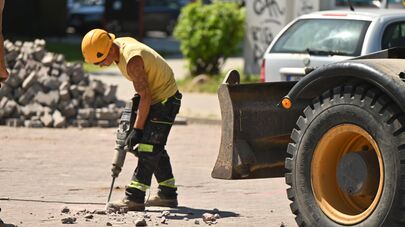 Дорожные работы в центре Вильнюса