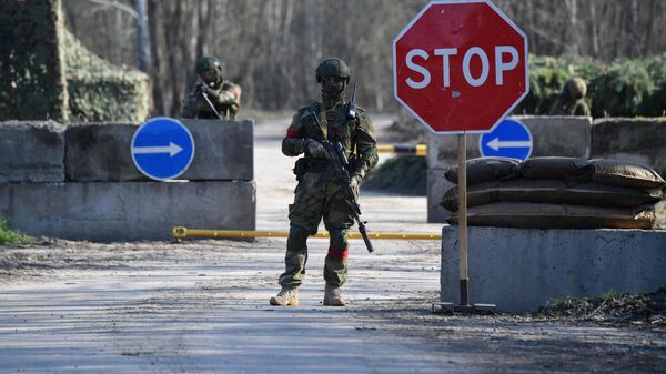 Охрана границы с Украиной белорусскими десантниками в Гомельской области - Sputnik Литва