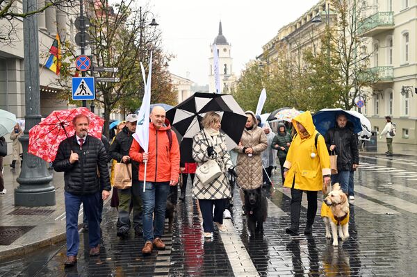 Участники акции шли под проливным дождем, надеясь добиться помощи от властей. - Sputnik Литва