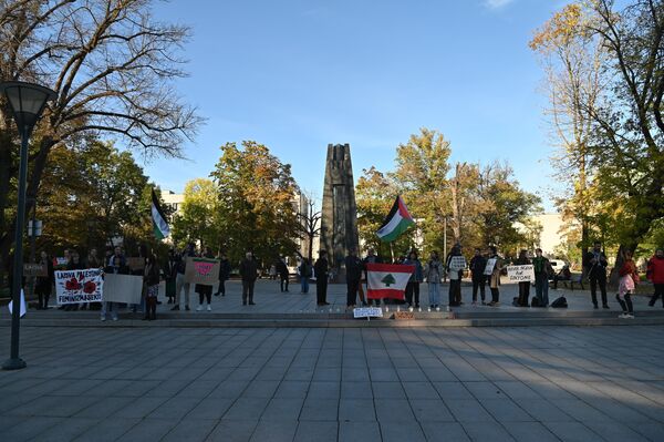 Активисты собрались 8 октября на площади имени Винцаса Кудирки, напротив здания парламента. - Sputnik Литва