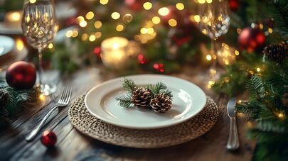 Украшение рождественского стола, архивное фото