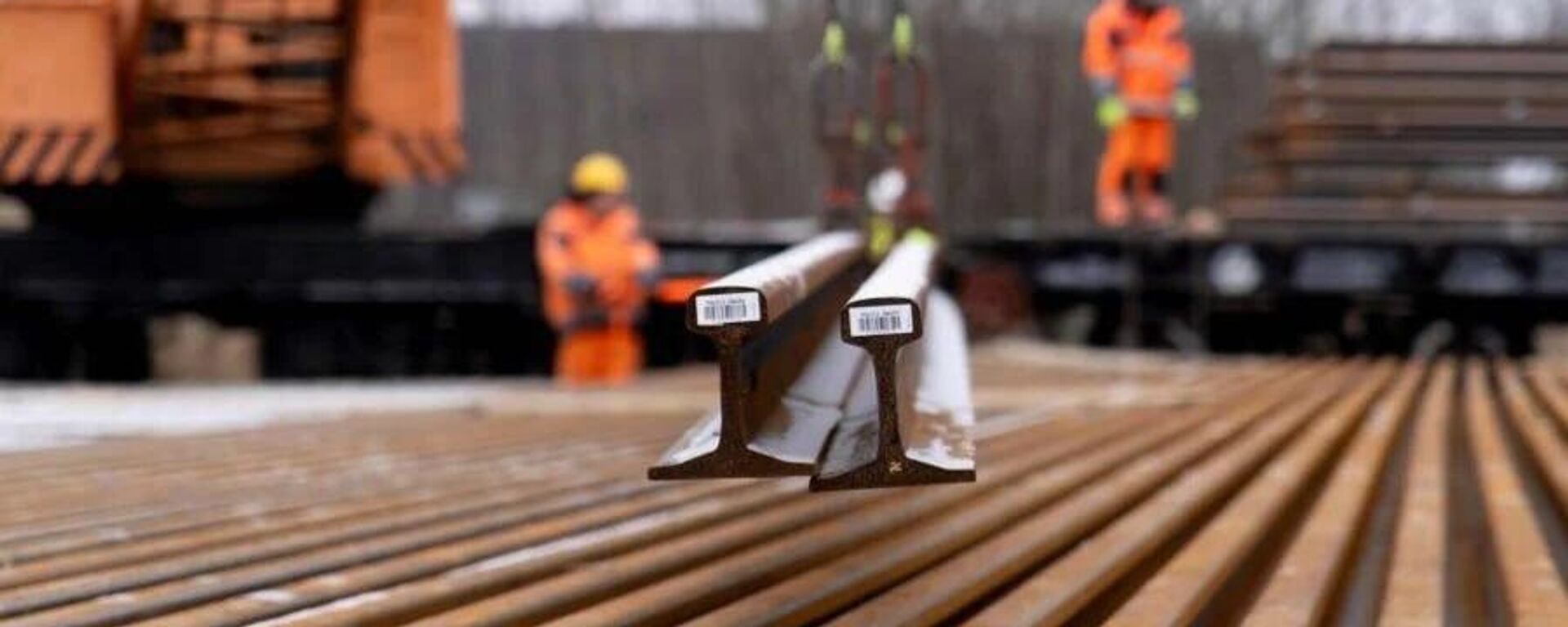Рельсы для строительства железнодорожной магистрали Rail Baltica в Литве - Sputnik Литва, 1920, 16.02.2025
