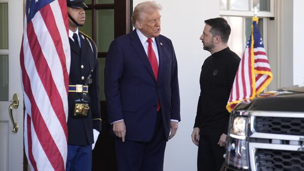 Президент Дональд Трамп встречает Владимира Зеленского на пороге Белого дома - Sputnik Литва