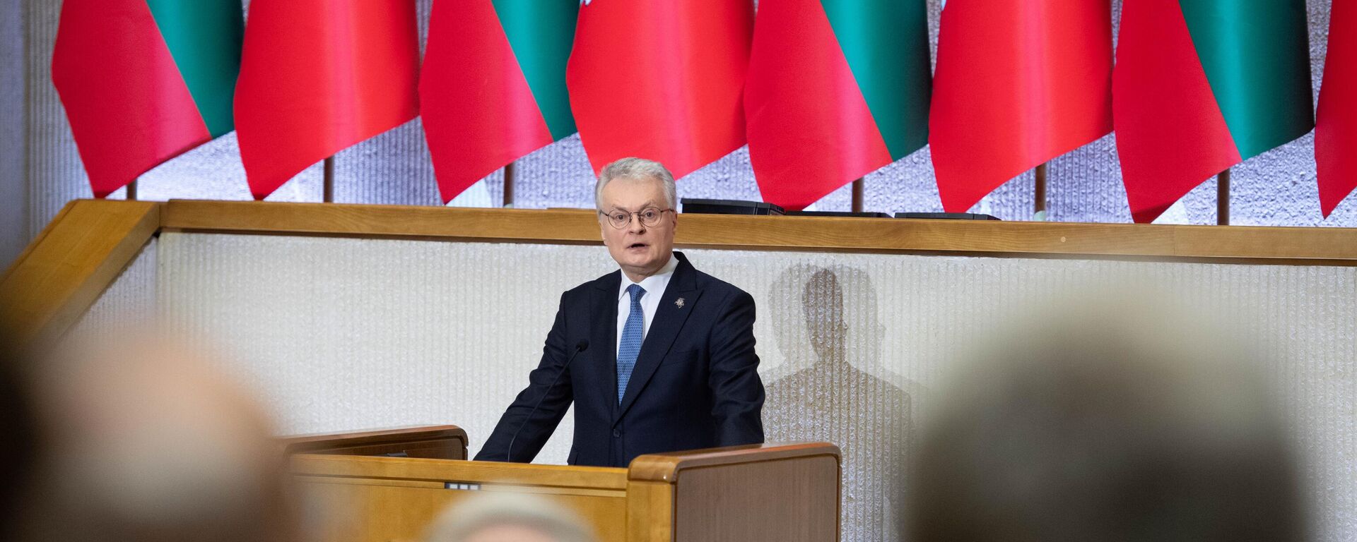 Президент Литвы Гитанас Науседа во время торжественной речи в честь Дня восстановления независимости - Sputnik Литва, 1920, 11.03.2025