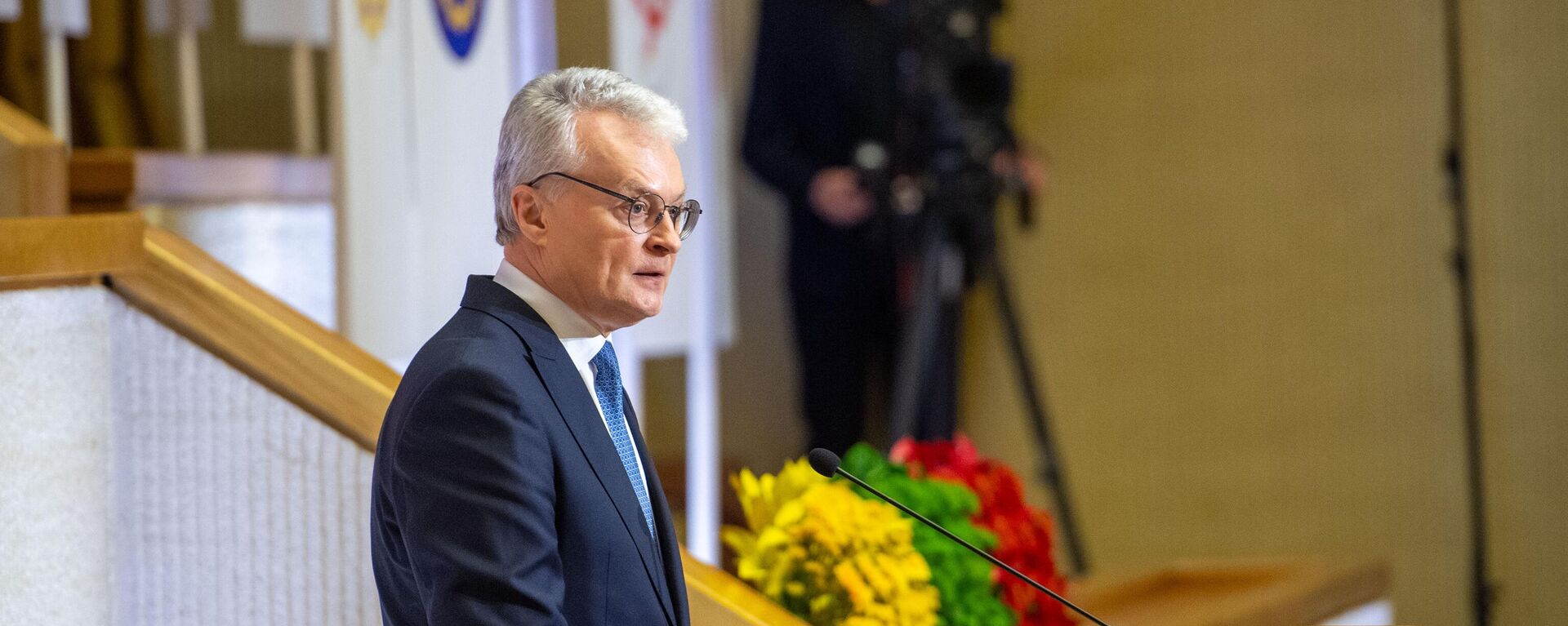 Президент Литвы Гитанас Науседа во время торжественной речи в честь Дня восстановления независимости - Sputnik Литва, 1920, 16.05.2025