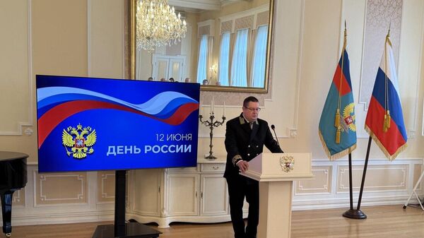 Временный поверенный в делах России в Литве Александр Елкин на приеме по случаю Дня России  - Sputnik Литва