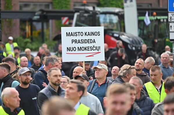В четверг, 19 июня, у здания Сейма в столице Литвы на акцию протеста собрались фермеры. В четверг, 19 июня, у здания Сейма в столице Литвы на акцию протеста собрались фермеры. - Sputnik Литва