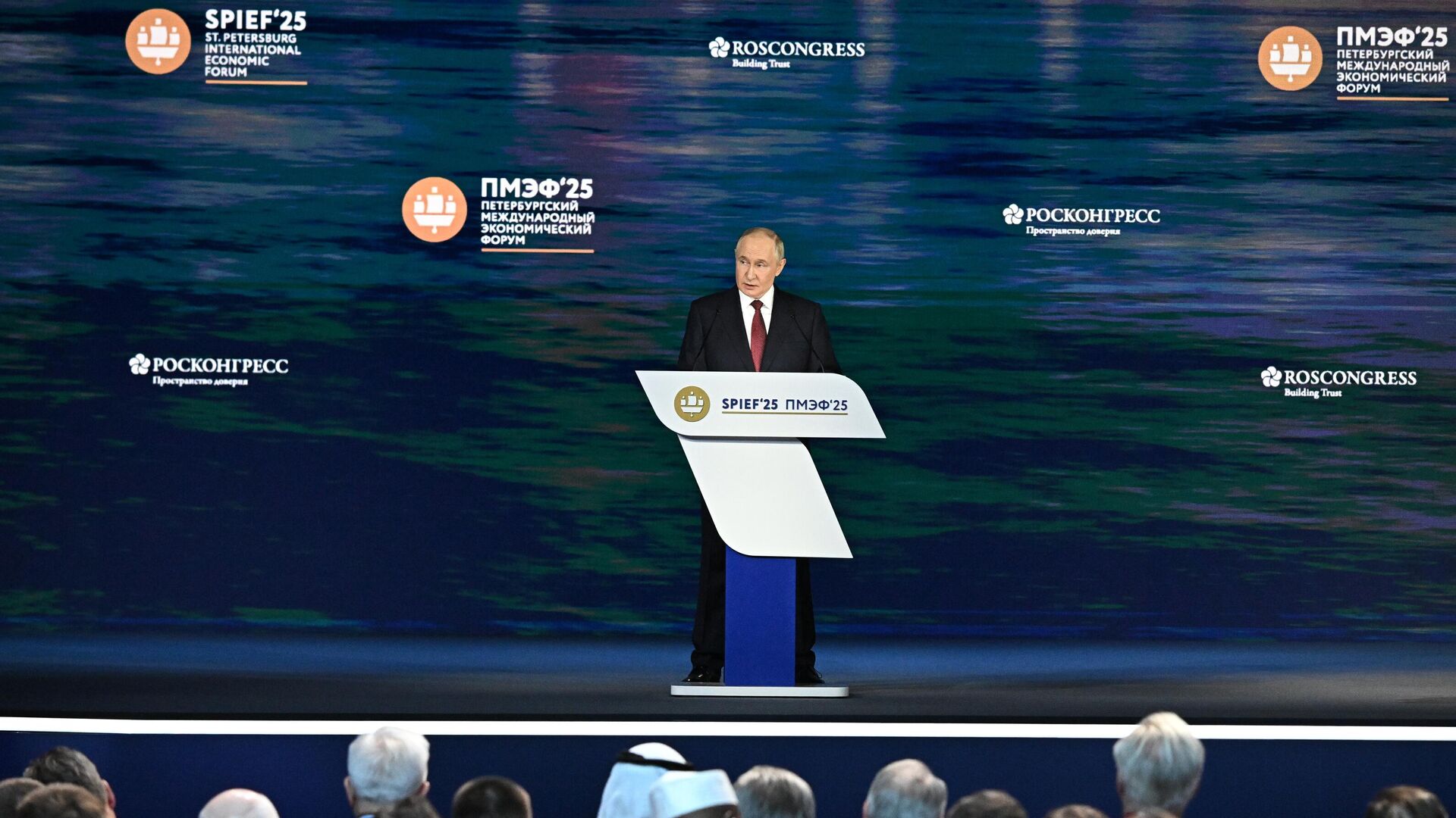 Президент РФ Владимир Путин на пленарном заседании XXVIII Петербургского международного экономического форума Президент РФ Владимир Путин на пленарном заседании XXVIII Петербургского международного экономического форума - Sputnik Литва, 1920, 20.06.2025