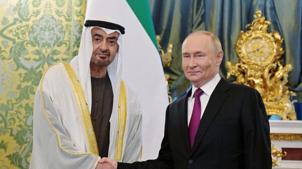 Президент России Владимир Путин и президент ОАЭ Мухаммед бен Заида Аль Нахайян - Sputnik Литва