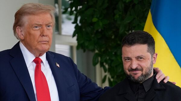 Президент США Дональд Трамп (слева) и Владимир Зеленский, архивное фото - Sputnik Литва