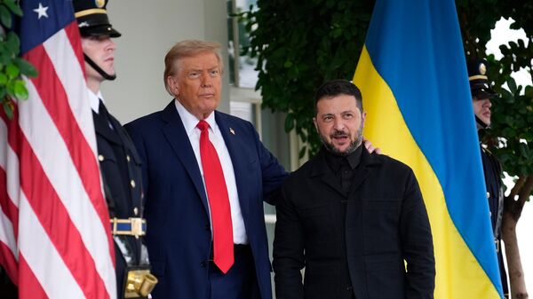 Президент США Дональд Трамп (слева) и Владимир Зеленский - Sputnik Литва