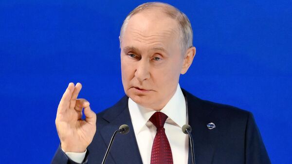 Президент РФ Владимир Путин на дискуссионном клубе Валдай - Sputnik Литва