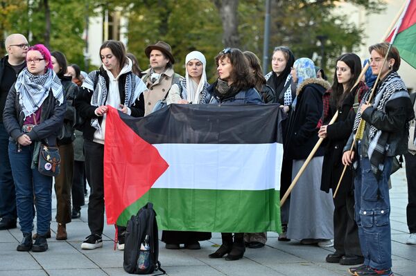 Активисты собрались 8 октября на площади имени Винцаса Кудирки, напротив здания правительства. - Sputnik Литва