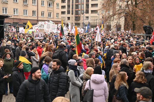 К участникам митинга вышла министр культуры Литвы Вайда Алекнавичене. Она отметила, что своим присутствием хочет показать свою открытость к общению с культурным сообществом по любым вопросам. Алекнавичене отметила, что сегодня проходит заключительный митинг, после которого можно будет сесть и обсудить, как всем вместе можно работать ради общей Литвы. - Sputnik Литва