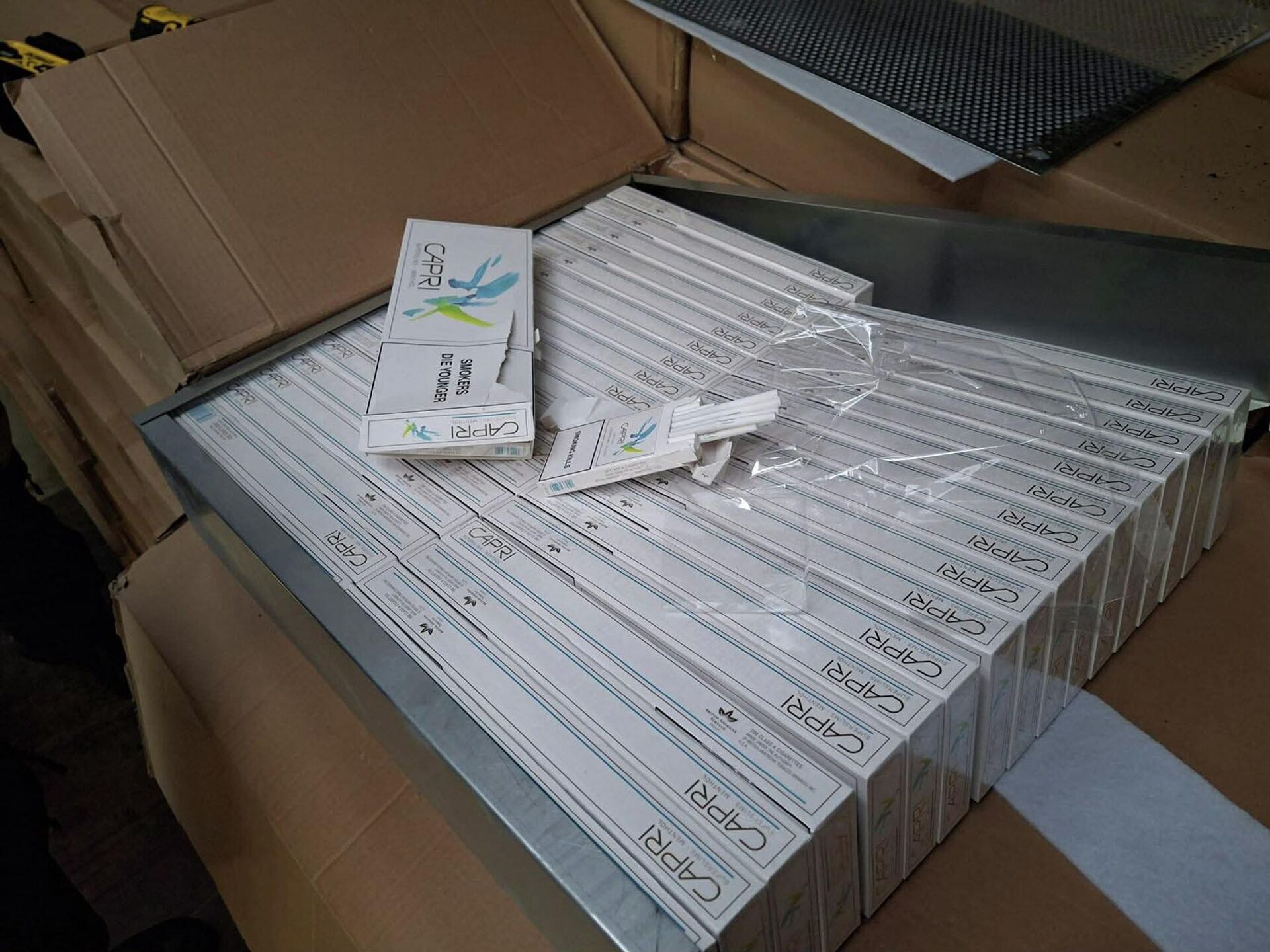 Контрабанда сигарет в морском контейнере - Sputnik Литва, 1920, 27.11.2025