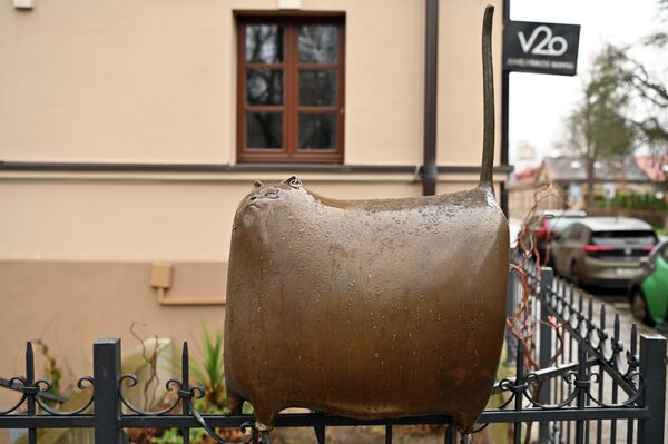 На фото: на одном из заборов обитает сторожила района Ужупский кот, который также является одной из достопримечательностей арт-пространства. - Sputnik Литва