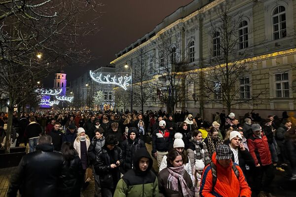 После зажжения главной елки Вильнюса зажглись декорации и подсветка по всему городу — на мостах, улицах, площадях и скверах. - Sputnik Литва