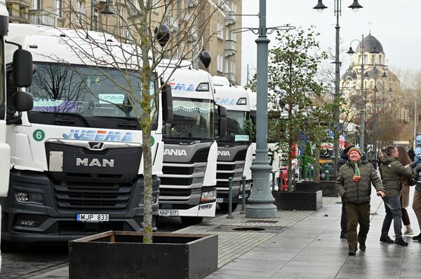 Президент Национальной ассоциации автоперевозчиков Linava Эрландас Микенас подчеркнул, что участники рынка готовы обратиться в суд из-за того, что власти не пытаются вернуть застрявшие в Белоруссии грузовики. - Sputnik Литва