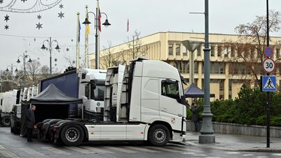 Акция протеста литовских перевозчиков в Вильнюсе