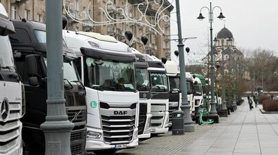 Акция протеста литовских перевозчиков в Вильнюсе