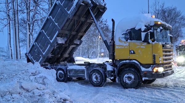 Уборка снега в Плунге после сильнейшего снегопада - Sputnik Литва