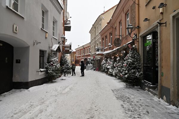Дорожная техника не успевала убирать дворы, поэтому там жители города справлялись своими силами — очищали парковочные места для машин. - Sputnik Литва