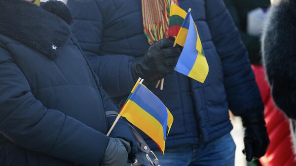 Люди с флажками Украины и Литвы - Sputnik Литва