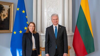 Президент Литвы Гитанас Науседа и председатель Европейского парламента Роберта Метсола