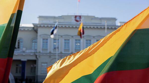 Флаг Литвы на фоне президентского дворца - Sputnik Литва