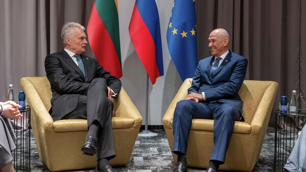 Президент Литвы Гитанас Науседа и премьер-министр Словении Янез Янша - Sputnik Литва
