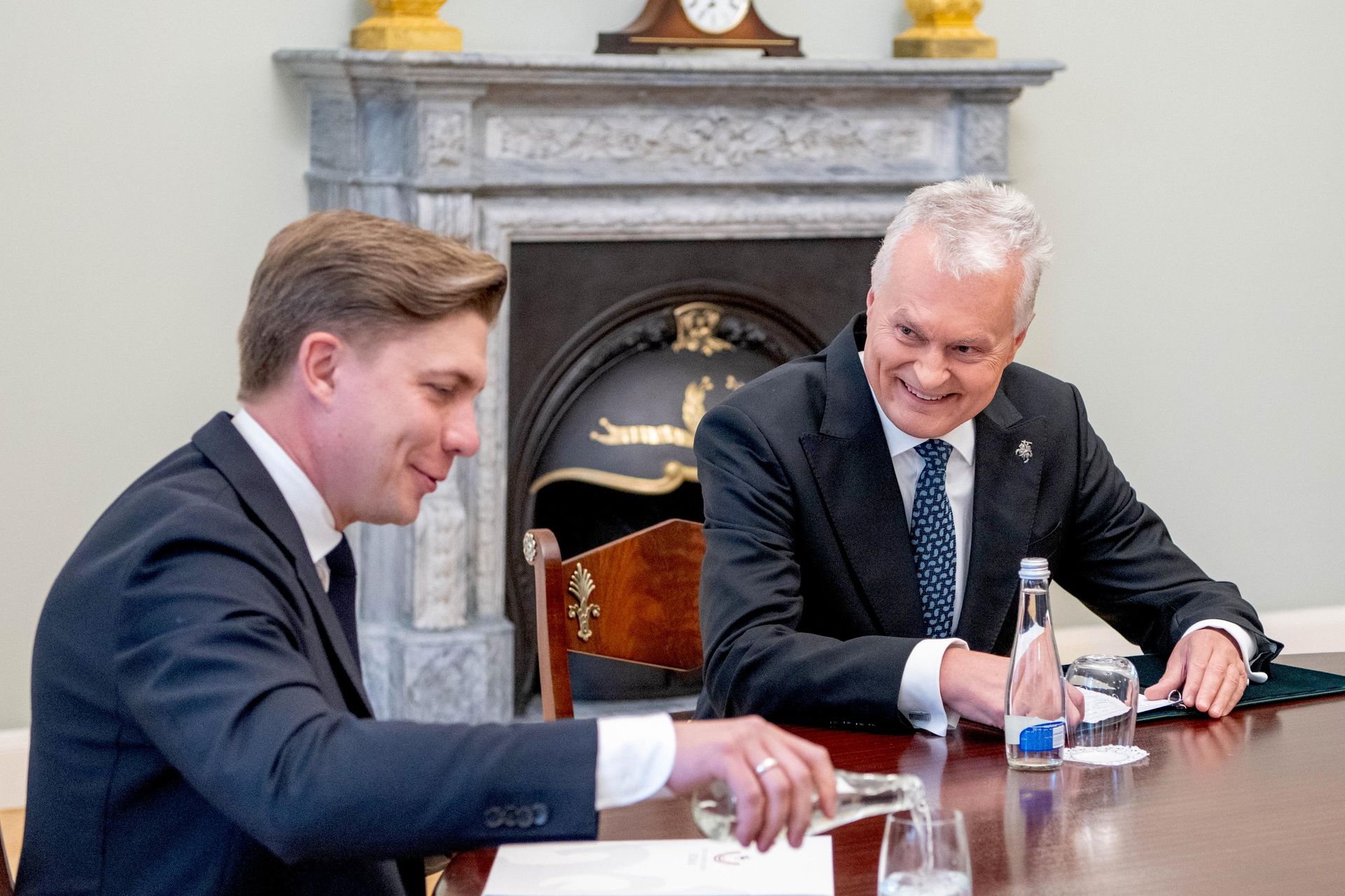 Президент Литвы Гитанас Науседа и кандидат на пост премьера от Социал-демократической партии Литвы Миндаугас Синкявичюс - Sputnik Литва, 1920, 25.06.2026