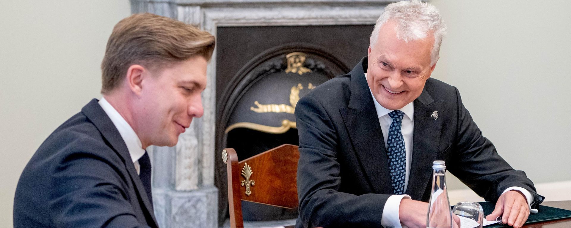 Президент Литвы Гитанас Науседа и кандидат на пост премьера от Социал-демократической партии Литвы Миндаугас Синкявичюс - Sputnik Литва, 1920, 06.10.2026