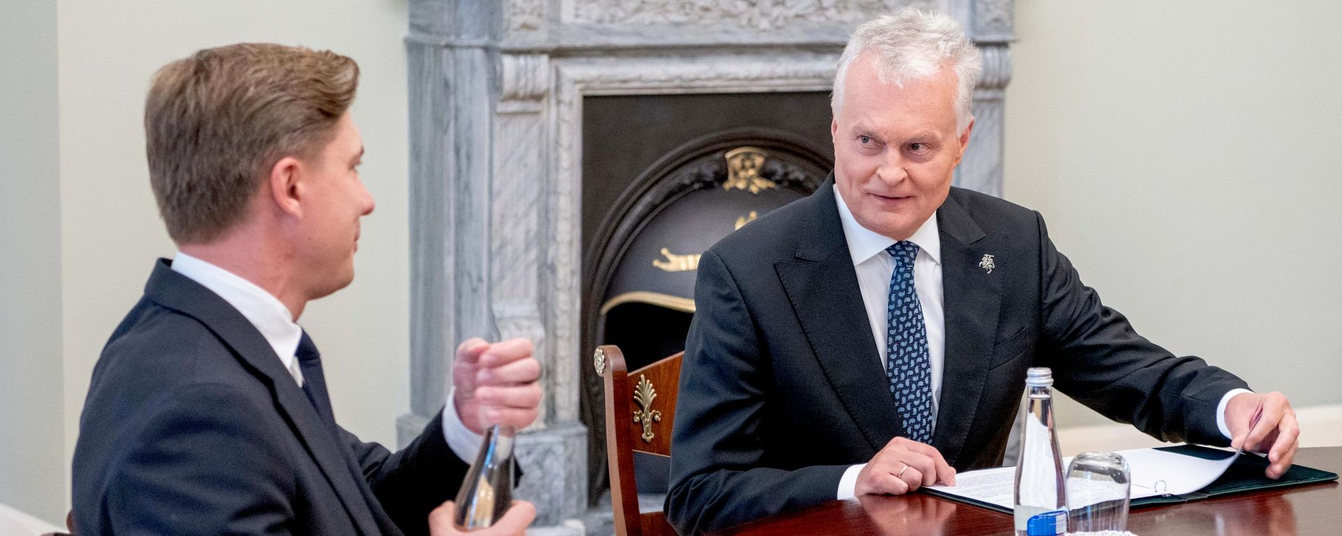 Президент Литвы Гитанас Науседа и кандидат на пост премьера от Социал-демократической партии Литвы Миндаугас Синкявичюс - Sputnik Литва, 1920, 27.06.2026