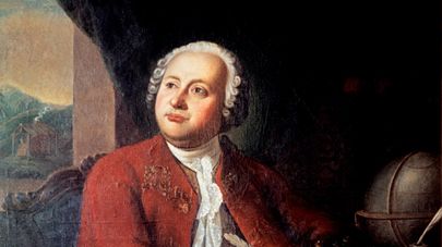 Портрет русского ученого Михаила Ломоносова (1711-1765) кисти неизвестного художника, архивное фото