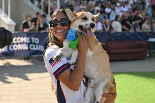 На фото: участник забега Corgi Race. - Sputnik Литва
