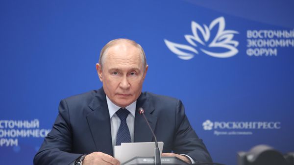 Президент РФ Владимир Путин на ВЭФ-2026 - Sputnik Литва
