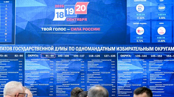 Оглашение предварительных итогов выборов в Госдуму РФ - Sputnik Литва