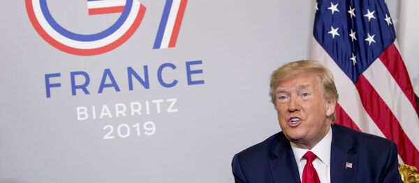 Президент США Дональд Трамп на саммите G7 в Биаррице, Франция, 26 августа 2019 года - Sputnik Литва