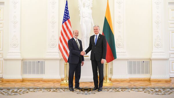 Президент Литовской Республики Гитанас Науседа встречается с губернатором Пенсильвании Томом Вулфом - Sputnik Lietuva