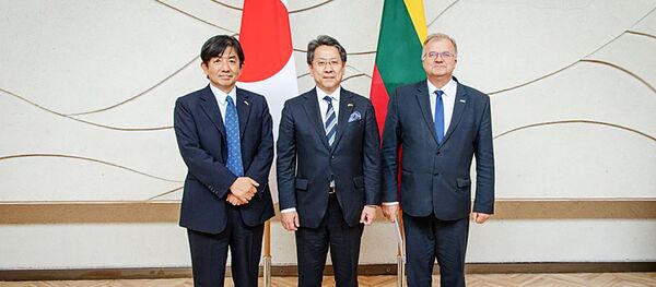 Встреча вице-канцлера правительства Литвы Альминаса Мачюлиса с управляющим Японского банка международного сотрудничества Тадаши Маедой - Sputnik Lietuva