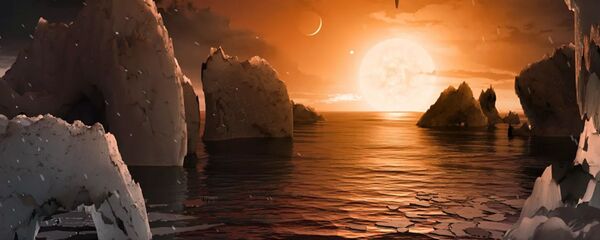 Так художник представил себе планету TRAPPIST-1f, ближайший кандидат на роль двойника Земли Так художник представил себе планету TRAPPIST-1f, ближайший кандидат на роль двойника Земли - Sputnik Lietuva