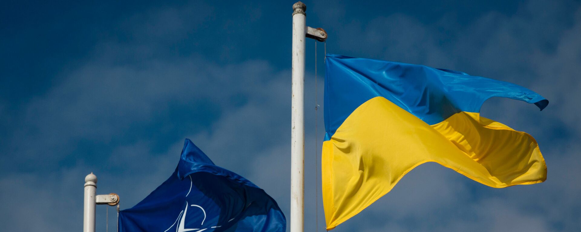 Национальный флаг Украины и флаг Организации Североатлантического договора (НАТО) - Sputnik Литва, 1920, 15.05.2021