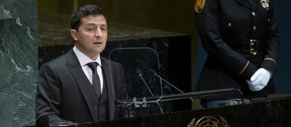 Президент Украины Владимир Зеленский выступает на 74-й сессии Генеральной Ассамблеи ООН в среду, 25 сентября 2019 года - Sputnik Lietuva