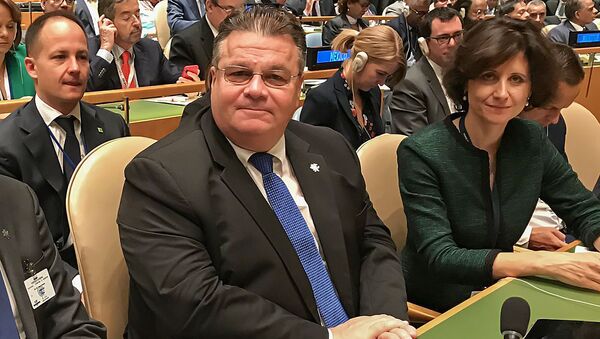 Министр Линкявичюс участвует в общих прениях на 74-й сессии Генеральной Ассамблеи ООН в Нью-Йорке, 26 сентября 2019 года - Sputnik Lietuva