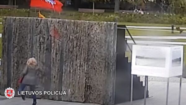 Полиция опубликовала видео, как макет Холма свободы облили краской - Sputnik Литва