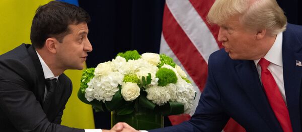 Ukrainos prezidentas Vladimiras Zelenskis ir JAV prezidentas Donaldas Trampas Ukrainos prezidentas Vladimiras Zelenskis ir JAV prezidentas Donaldas Trampas - Sputnik Lietuva