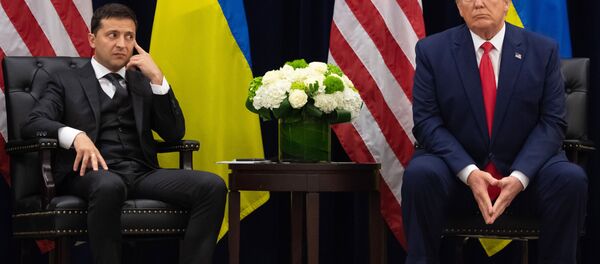 Президент Украины Владимир Зеленский и президент США Дональд Трамп, архивное фото Президент Украины Владимир Зеленский и президент США Дональд Трамп, архивное фото - Sputnik Lietuva