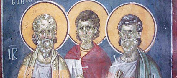 Икона Святые мученики Пров, Тарах и Андроник, архивное фото - Sputnik Литва