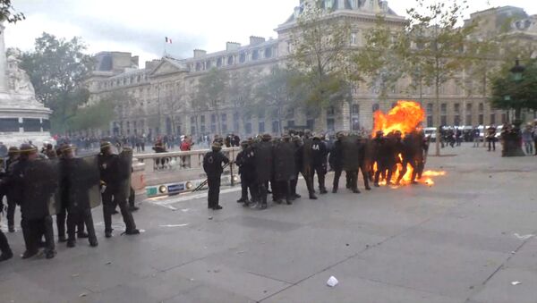Протестующие в Париже кидали в полицейских коктейли Молотова - Sputnik Литва
