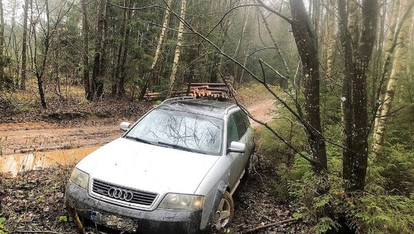 Машина контрабандиста, брошенная в лесу - Sputnik Литва